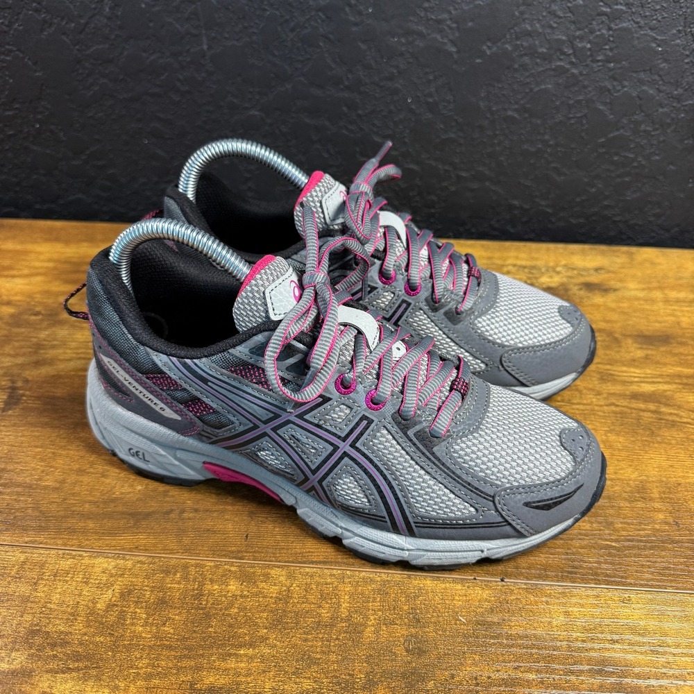 Asics Gel-Venture 6 T7G7N Grey Pink Mesh Trail Running Shoes Womens 6.5
